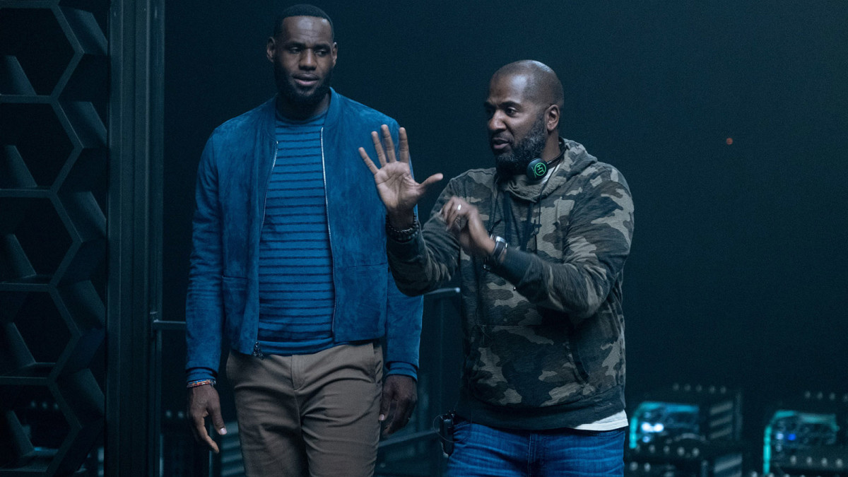 LEBRON JAMES and Director MALCOLM D. LEE on the set of Warner Bros. Pictures’ animated/live-action adventure “SPACE JAM: A NEW LEGACY,” a Warner Bros. Pictures release
